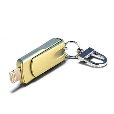 Personalizado флеш-накопитель Lightning USB флеш-накопитель 32 Гб 64 Гб для iPhone 16 Гб 128 ГБ флеш-накопитель для iPhone память - Цвет: Gold