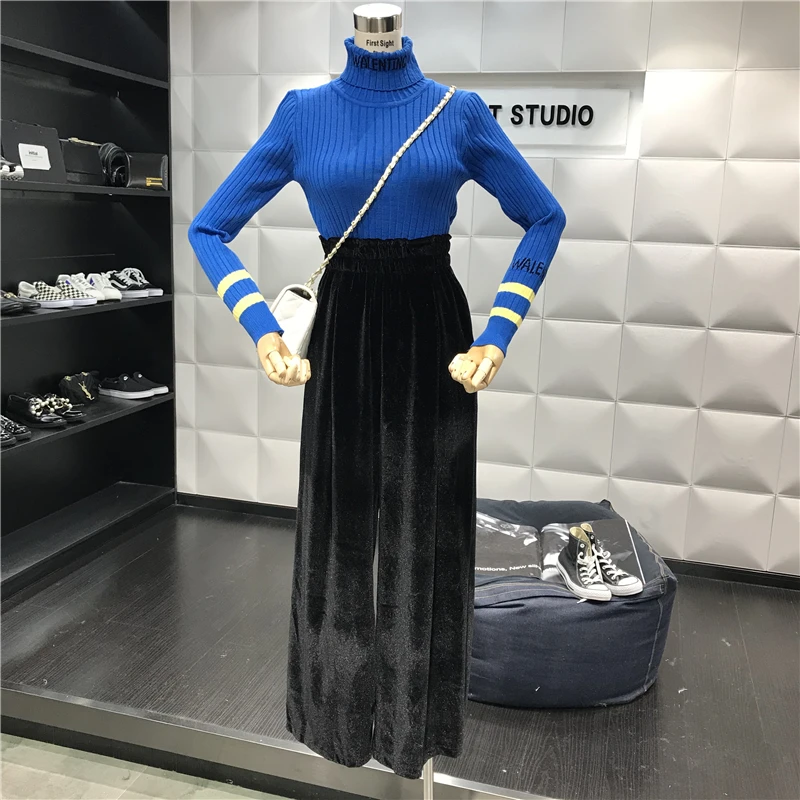 Осенне-зимние длинные женские брюки 2018 Harajuku однотонные с эластичным поясом