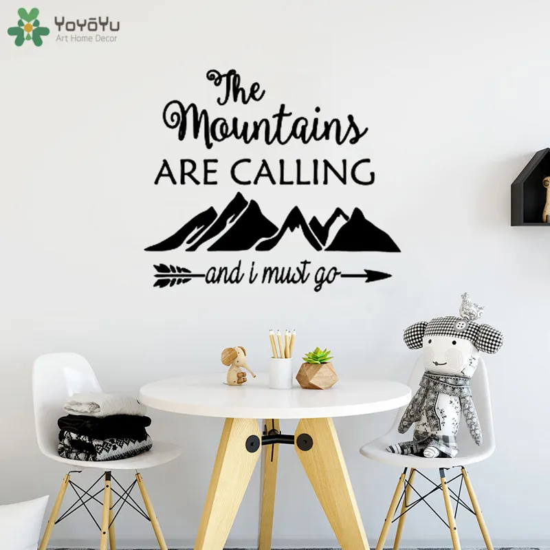 

YOYOYU Wall Decal Modern Kids Room Quote Wall Sticker The Mountains Are Calling Interior Nursery Decoration Arrow Decor ArtCT560