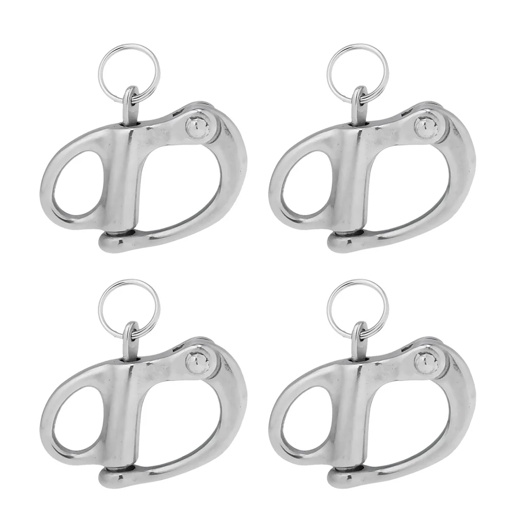 (Pack of 4) 304 Stainless Steel Fixed Bail Snap Shackle For Kayak Boat Yacht 5.2x2.8cm Rafting Sailing Accessory | Автомобили и
