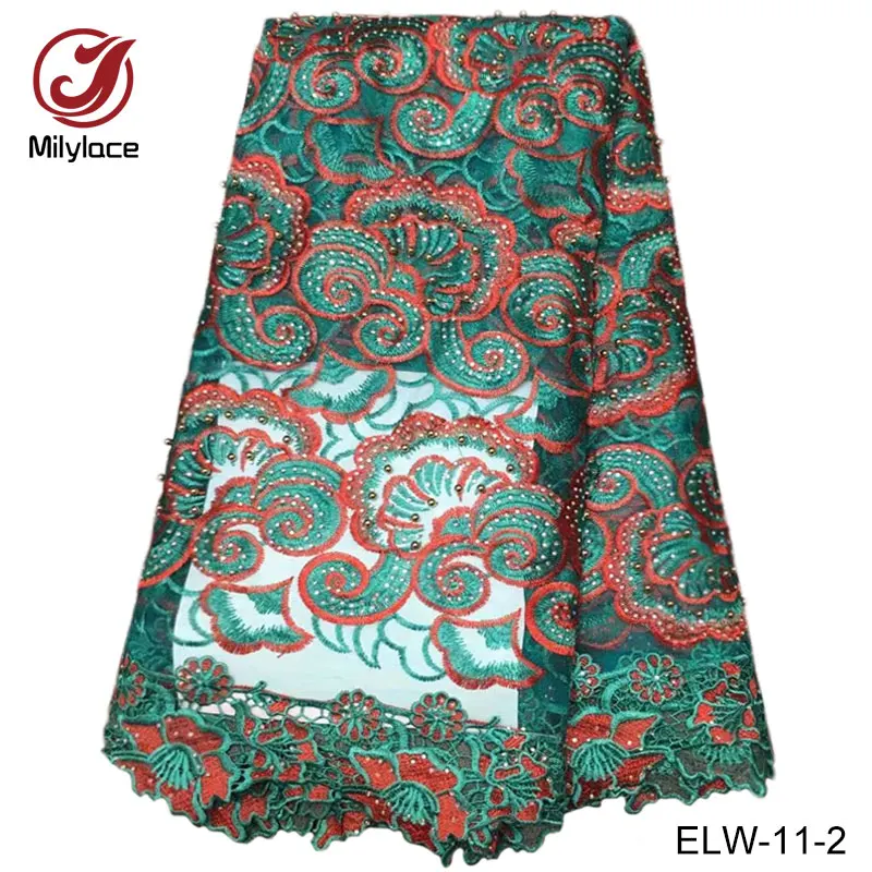Newest tulle beaded lace fabric wholesale nigerian african embroidery for dress ELW-11 | Дом и сад
