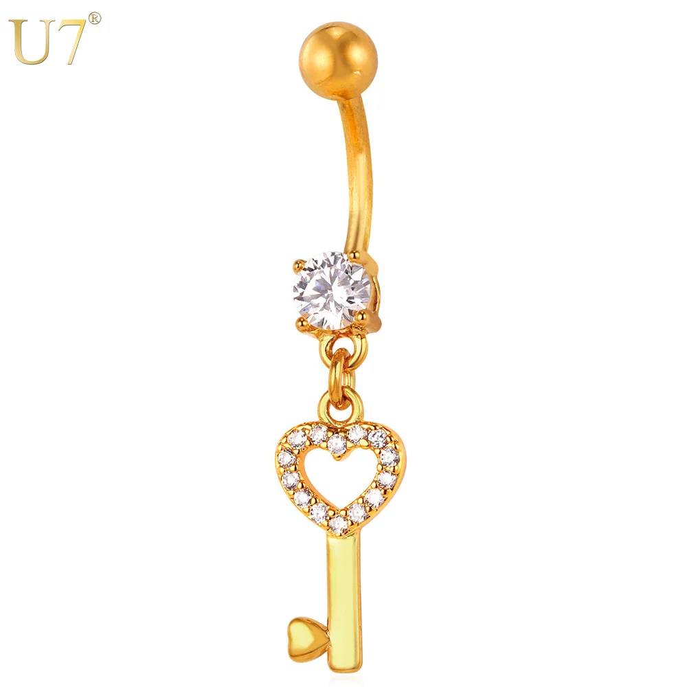U7 Женский Поддельные Пирсинг Ключ В Пупок Кольцо Ювелирные Изделия Украшения Для
