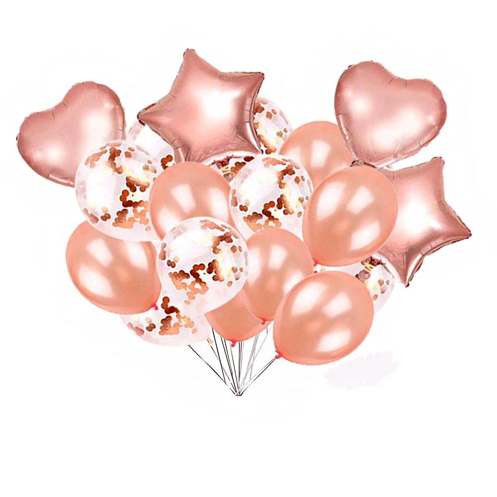 

Rose Gold Balloon Birthday Decoration Kit Foil Balloons Happy Birthday Balloon Letter Banner Heart Confetti Tassel Garland Kids