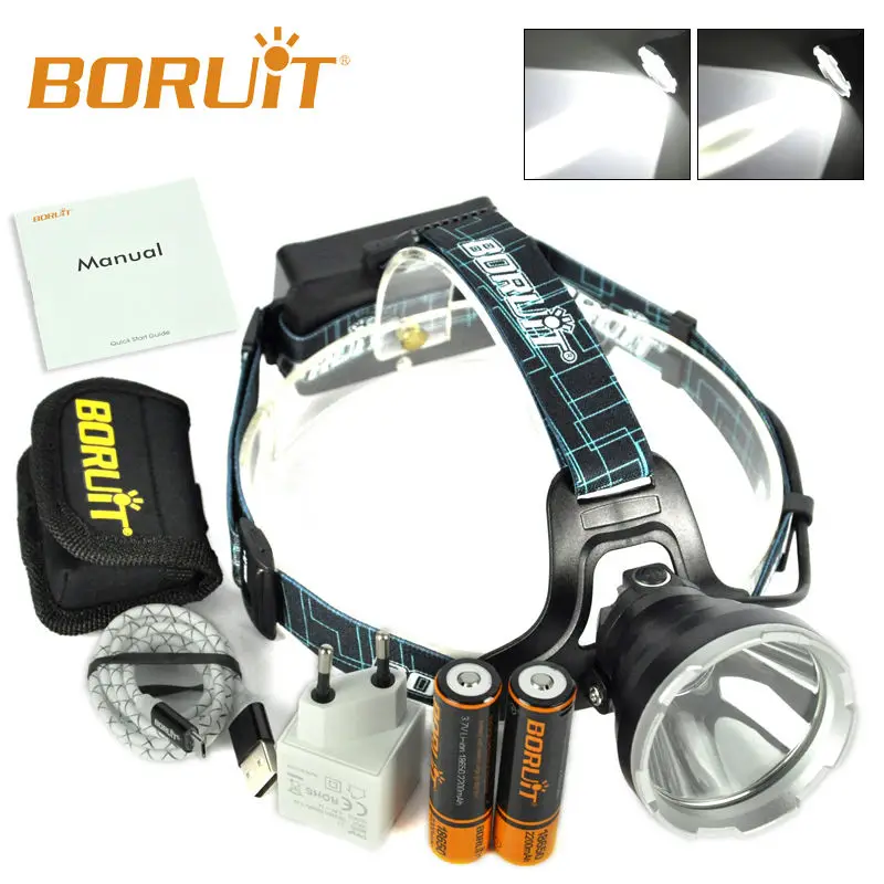 Налобный фонарь BORUiT Smart B10 светодиодный 3 режима для охоты кемпинга рыбалки