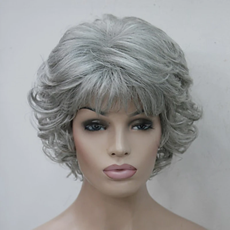 HAIRJOY Женские синтетические волосы парики Короткие вьющиеся блонд коричневый черный серый парик термостойкий