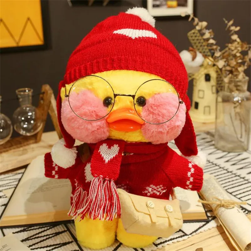 Christmas Duck 03 Гиалуроновая кислота утка плюшевая игрушка для девочки Lalavanfan кафе Мими маленькая Желтая утка DIY свитер шляпа кукла подарок подруге - Цвет: Christmas Duck 03