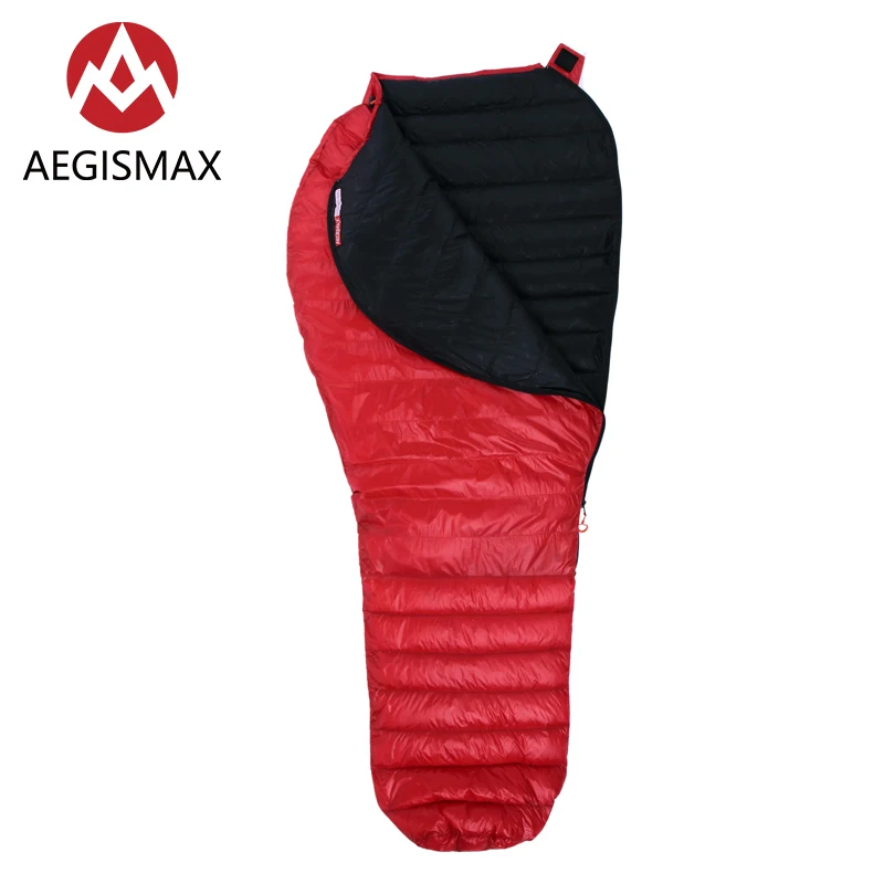 Спальный мешок AEGISMAX NANO Red ультрасухой белый гусиный пух 700FP для взрослых отдыха на
