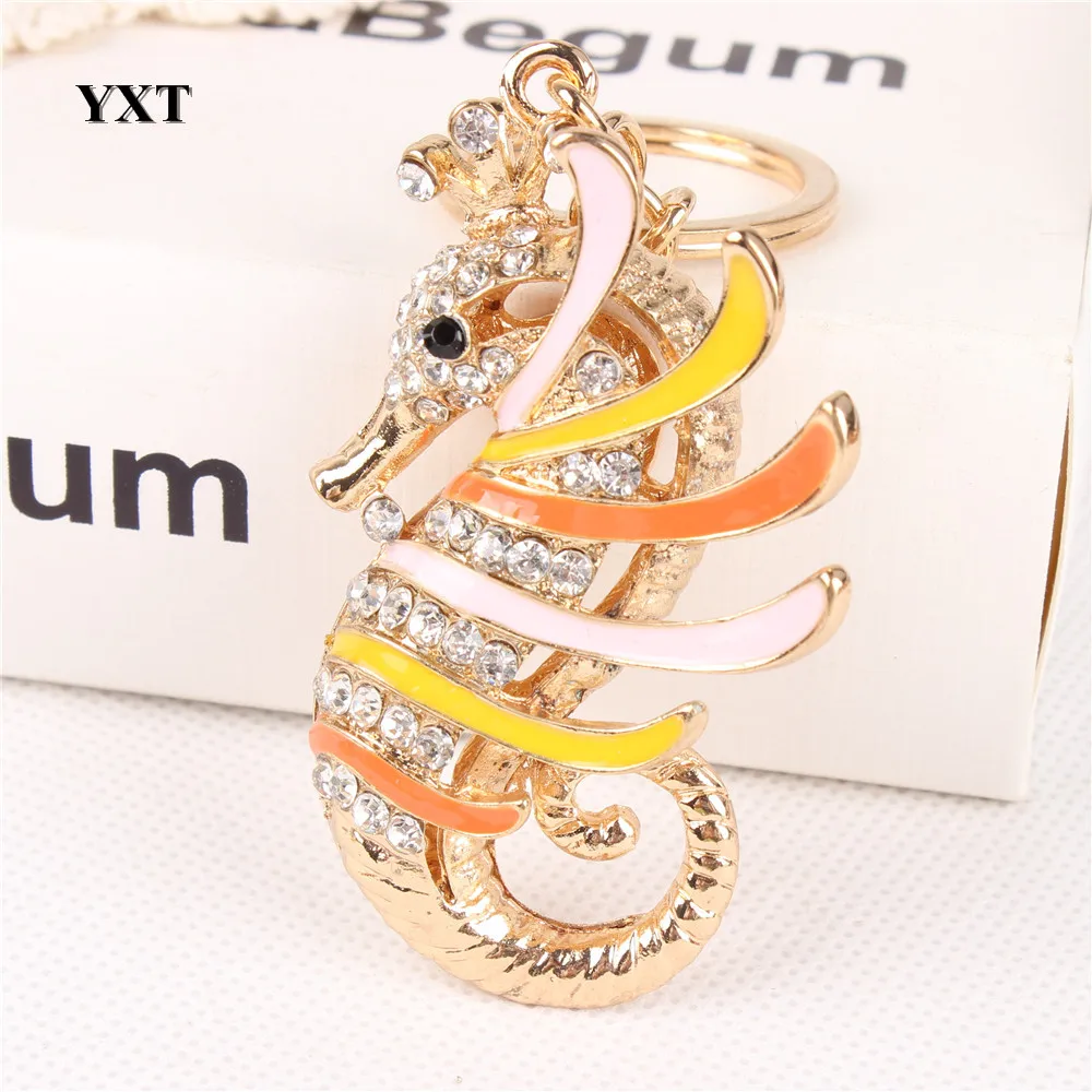 

Hippocampal Sea Horse Lovely Cute Metal Crystal Pendant Charm Purse Bag Car Key Keyring Keychain Party Birthday New Gift