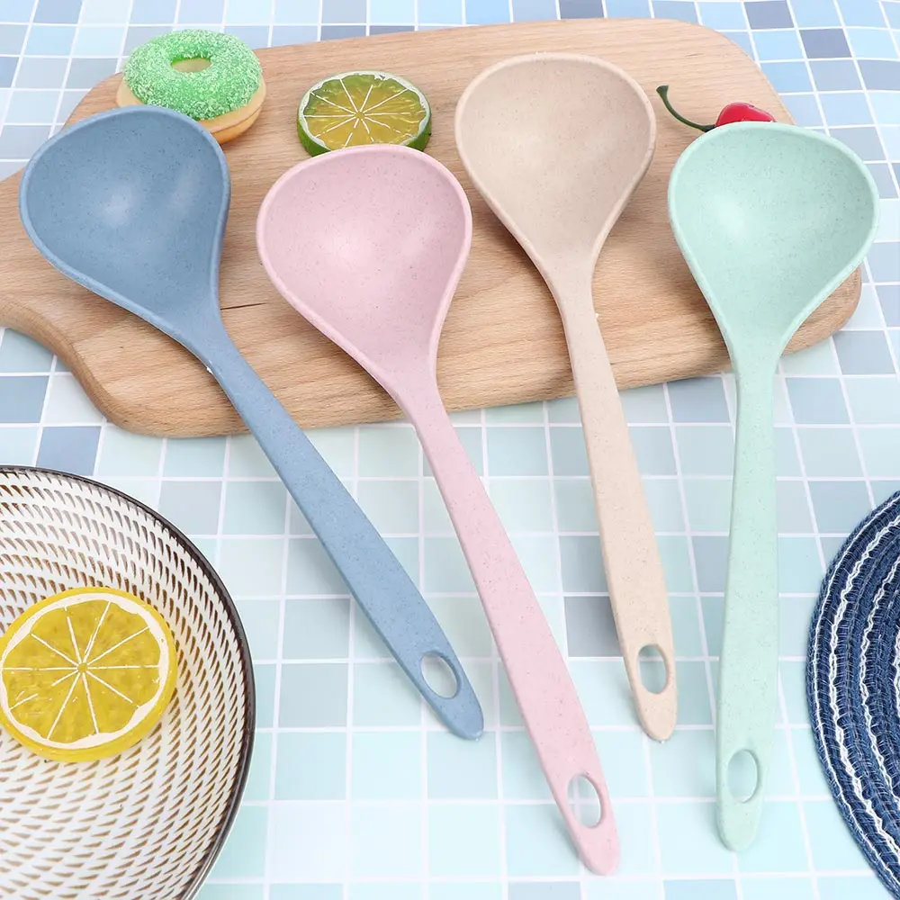 Посуда 4 цвета Пшеничная солома ковш с длинной ручкой суп рисовая Ложка столовая
