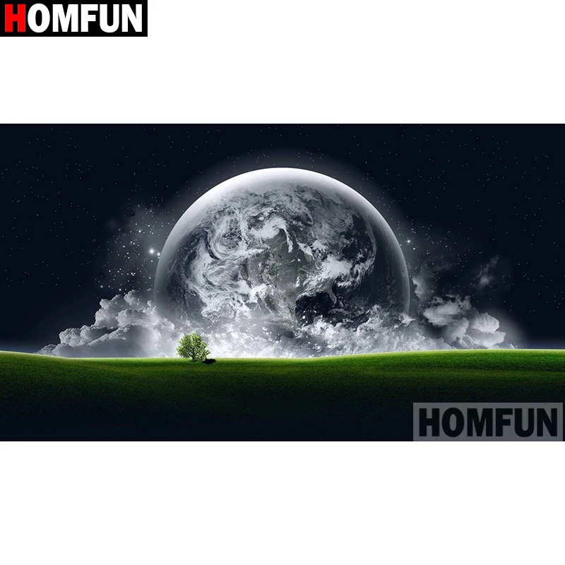 Алмазная 5D картина HOMFUN Лунный пейзаж полноразмерная/круглая вышивка крестиком