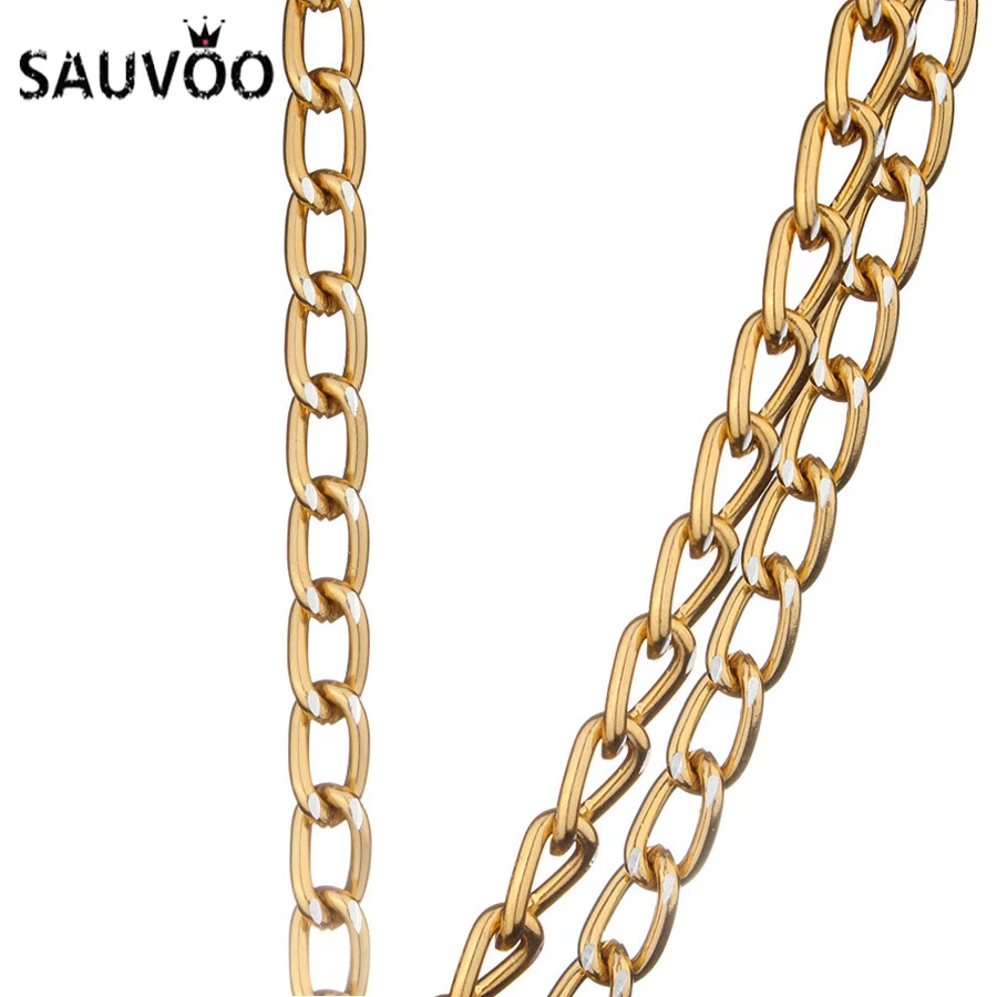 SAUVOO 2 м/лот алюминиевое ожерелье золотого цвета с открытыми звеньями Цепи