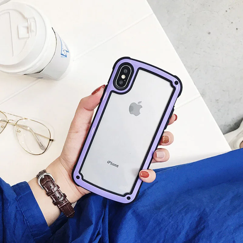 Простой силиконовый чехол для телефона Iphone 7 8 6 6s s Plus Tpu + pc X XS XR MAX|Чехлы-накладки| |