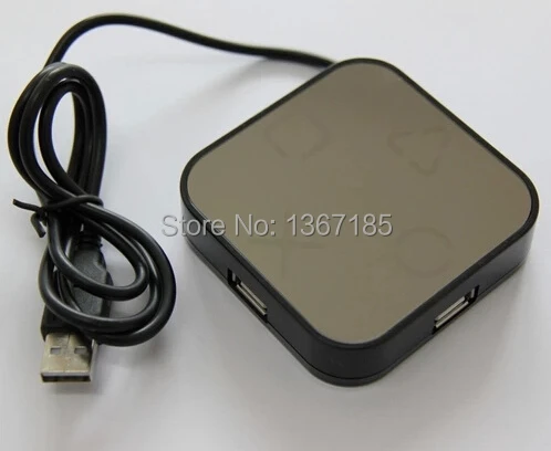2014 New Arrival Mirror Hub USB 2.0 Blue Light 4 Port Hubs Splitter high-speed 480 Mps Free Shipping | Компьютеры и офис