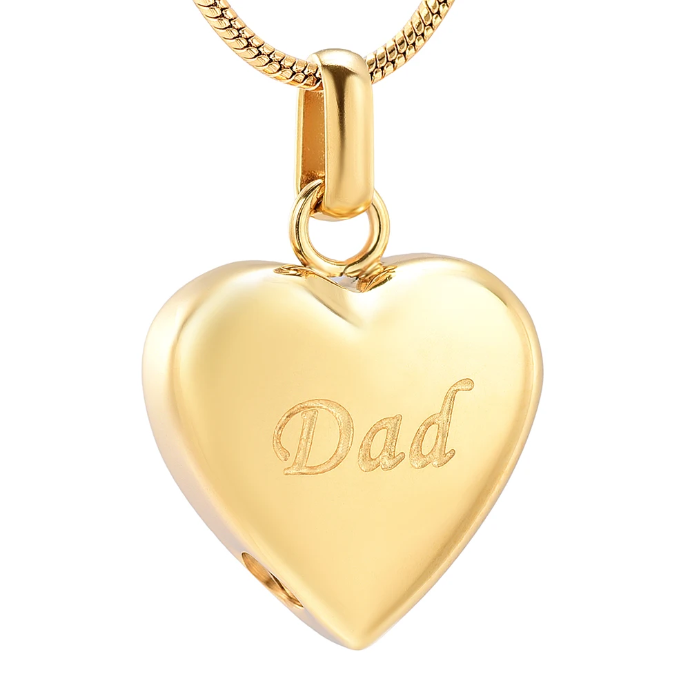 

Heart Cremation Urn Pendant Son to Dad Engraved Memorial Jewelry for Ashes Holder Stainless Steel Keepsake Necklace