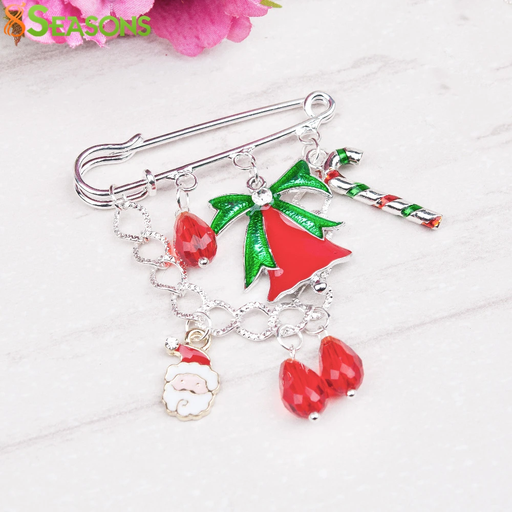 8 сезонов X'mas брошь на цепочке с подвеской в виде Санты Клауса рождественский