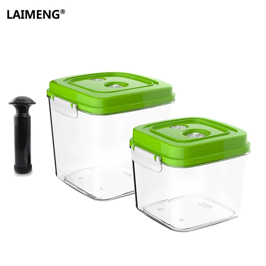 1400ML with 3000ML LAIMENG пищевой вакуумный контейнер квадратной большой емкости пластиковый контейнер для работы с насосом вакуумный упаковщик для хранения продуктов питания 2 шт./лот S190 - Цвет: 1400ML with 3000ML