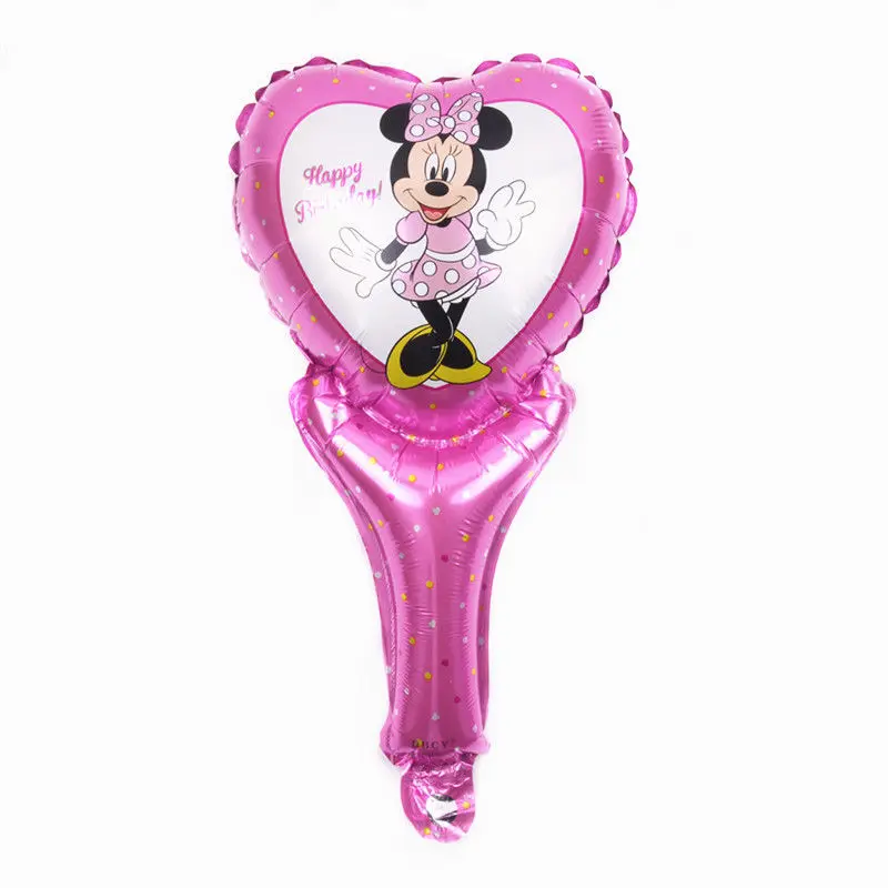 Figure balloon TSZWJ, новинка, голова Микки и Минни, с палкой, алюминиевый шар, Детские праздничные, вечерние, декоративные шары - Цвет: Figure balloon