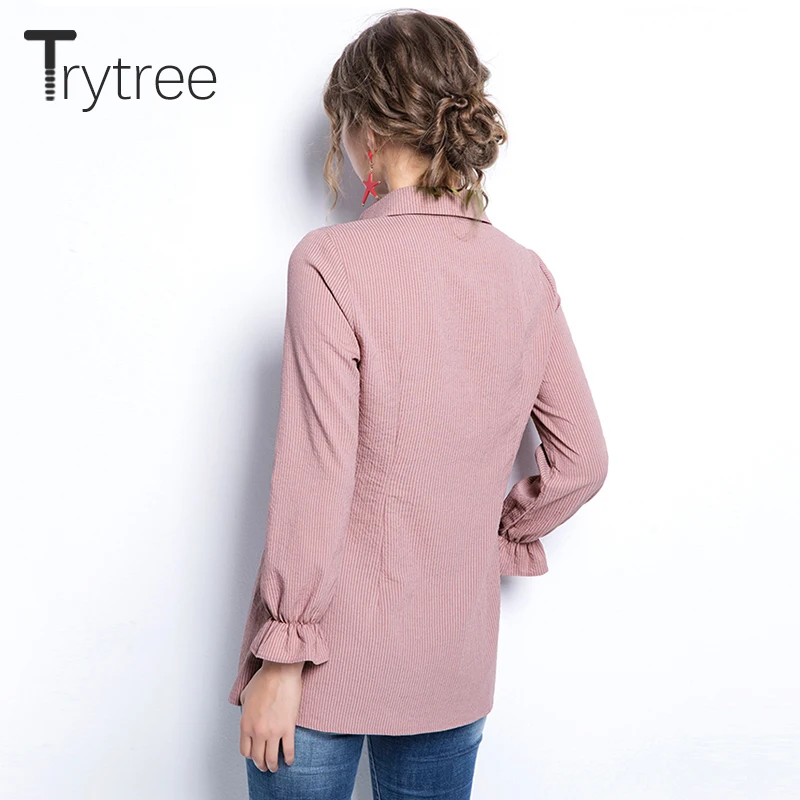 Ttytree Весна Лето Блузки Повседневная рубашка Женская Офисная Леди длинная 2018