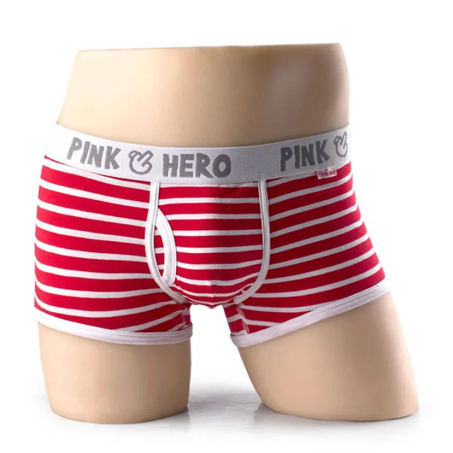Красный Pink Heroes удобные трусики Лидер продаж Мужское нижнее белье Для мужчин s трусы-боксеры, сексуальное нижнее белье в полоску Хлопковые трусы Для мужчин с бахромой трусы - Цвет: Красный