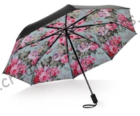 2pcslot colour options fiberglass windproof 5 times black coating anti uv parasol pocket folding peony flowers print umbrella