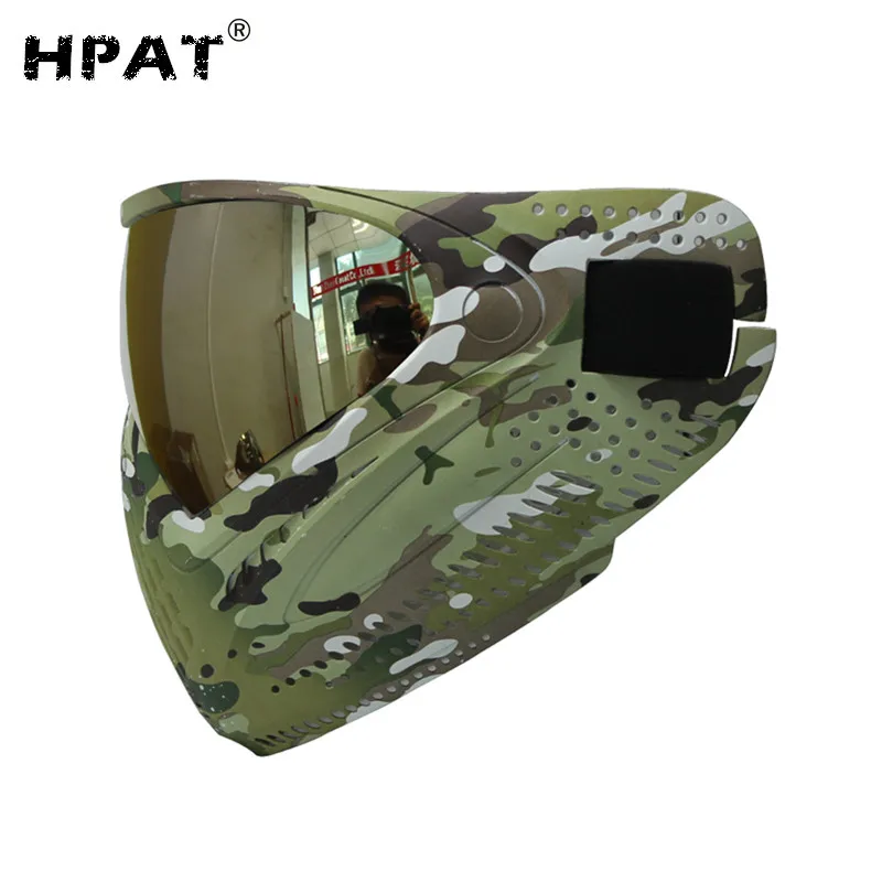 HPAT термальная пейнтбольная маска очки с двойным зеркалом золотые линзы