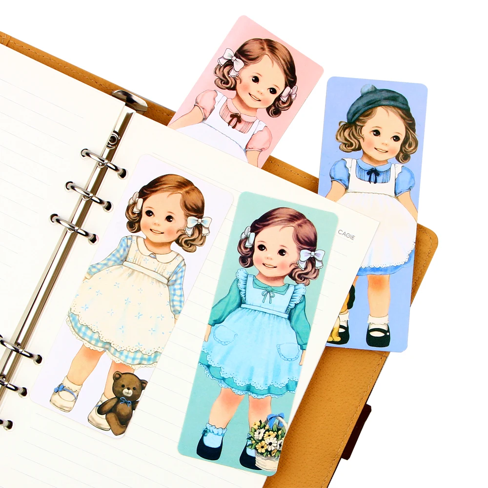 Cute Kawaii Curly Girl Dolls Paper Bookmark Cartoon Vintage Book Mark Stationery Gift Office School Supplies|paper bookmark|bookmark cartooncartoon
