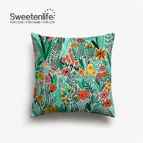 Sweetenlife, 60x60 см, цветочный рисунок, наволочка для подушки, пасторальный стиль, наволочки для подушки, домашний декор, высокое качество, белая льняная декоративная подушка - Цвет: SL0242