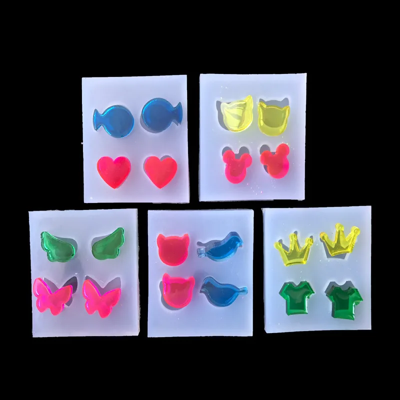 1PC Bear Bird Butterfly Wing Heart Liquid Silicon UV Resin Mold for Making Jewerly Earrings Hair Accessories Jewelry Tools - купить по