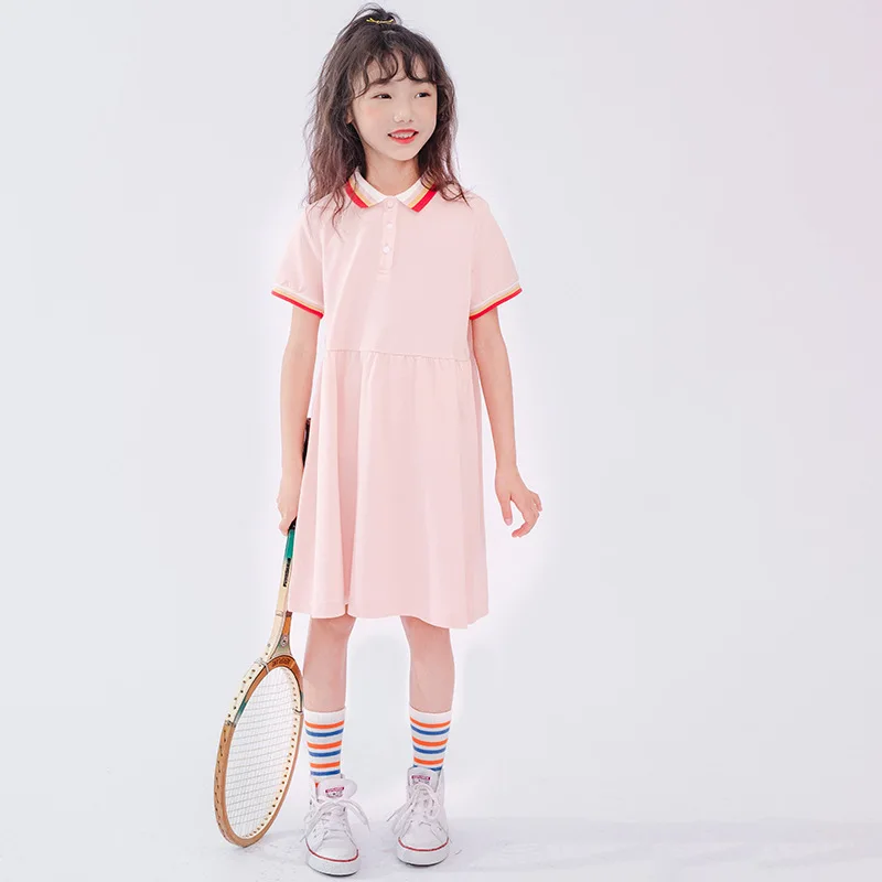 2019 New Summer Teenage Girls Clothing Fashion Big Children's Cotton Short Sleeve Dress Lovely Sports Leisure | Детская одежда и