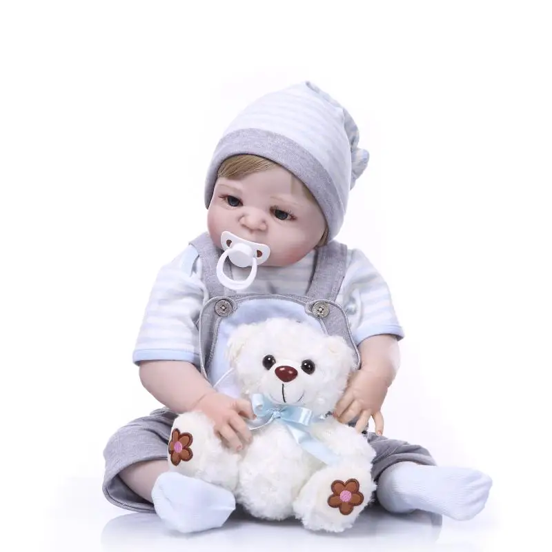 NPK bebe reborn menino Этническая кукла 55 см полностью силиконовая виниловая модель куклы