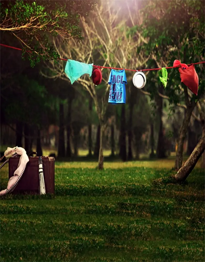 

5x7ft Clothes Tree Lawn Photography Backdrops Photo Props Studio Background