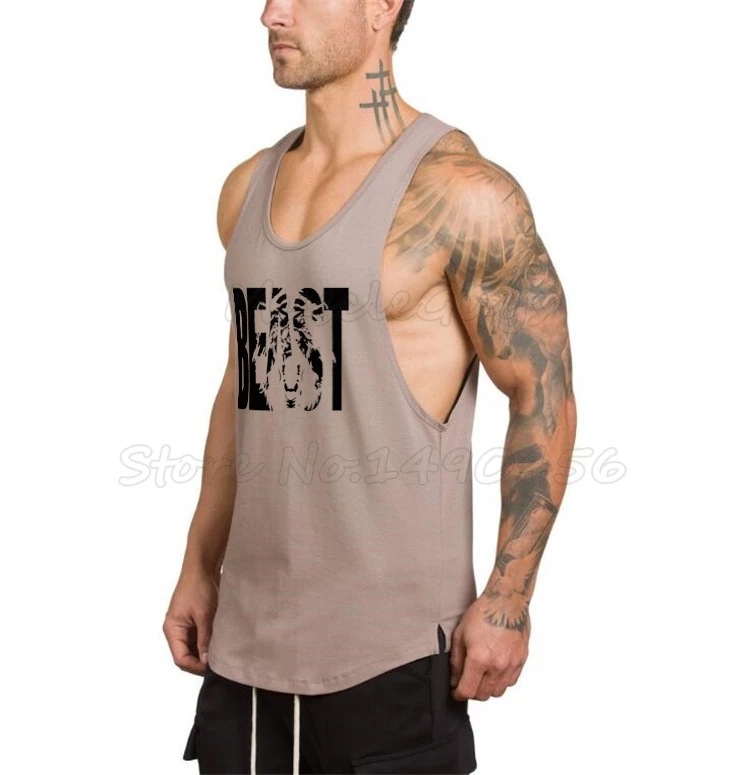 Muscleguys бренд одежда для фитнеса или бодибилдинга Для мужчин майка для тренировки жилеты для спортзала безрукавка Рубашка Спортивное нижнее белье - Цвет: Хаки