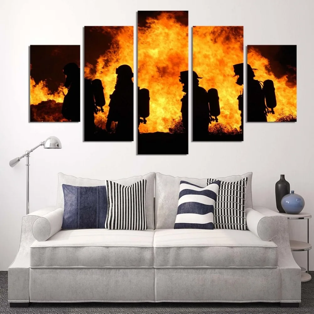5 шт. холст HD пожарных Hero Мужчины Холст Картина декор комнаты печати wall art WD-1934 | Дом