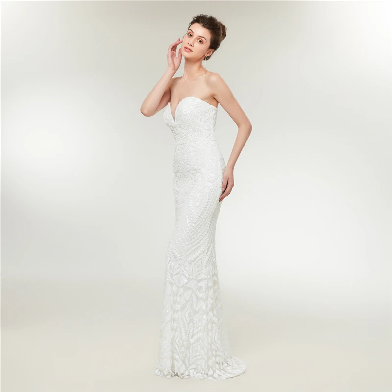 Женское вечернее платье Forevergracedress белое с блестками милая изящная Русалка