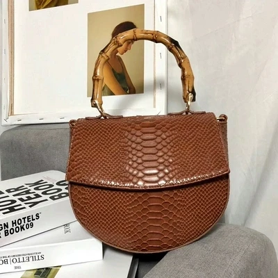 Женские Сумки из искусственной кожи Бамбуковая ручка кошелек на плечо дневной