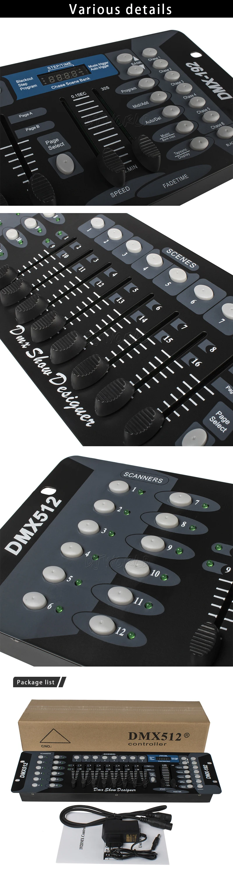 DJworld DMX консоль 1024 контроллер для освещение для сцены DMX 512 DJ контроллер оборудование международный стандарт движущийся головной свет