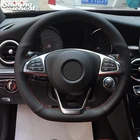 Блестящий черный чехол рулевого колеса автомобиля из натуральной кожи для Mercedes-Benz C200 C250 C300 B250 B260 A200 A250 Sport CL220