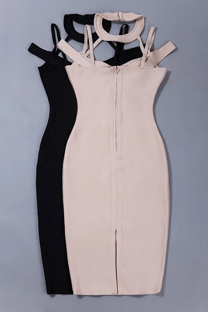 New Women Hollow Out V-Neck Sexy Bandage Dress 2018 Summer Style Fashion Spaghetti Strap Halter Party Rayon Hot Sale HL570 | Женская