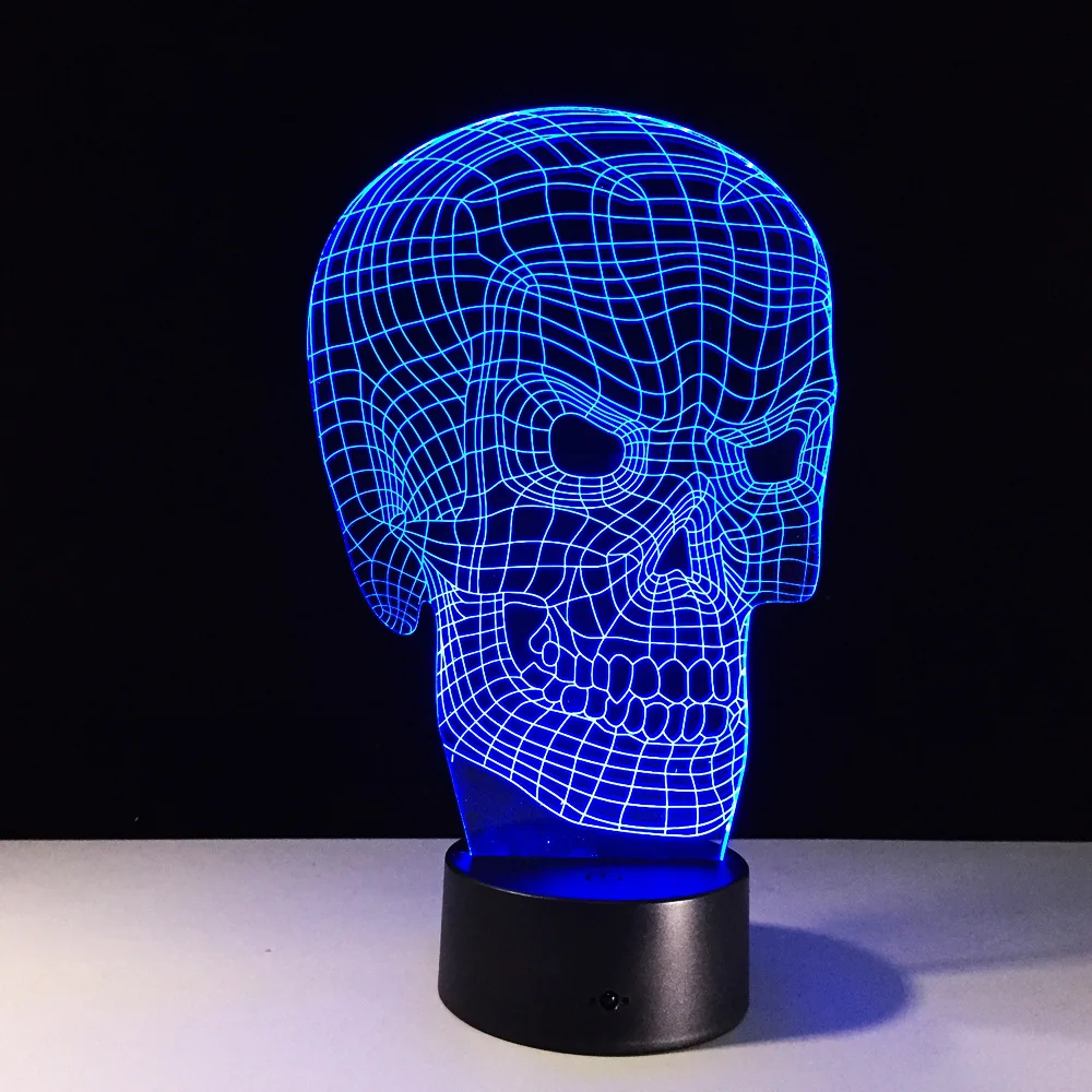 

Dropship New Skull 3D Optical Illusion Table Light Mood Lamp Touch Remote Control 7 Colors Home Light Party Decor Novelty Gifts