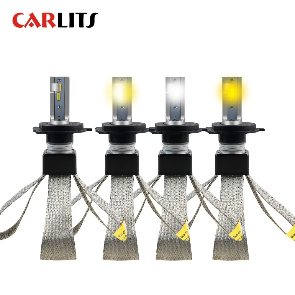 CARLITS H4 двойной Цвета светодиодный Автомобильные фары H7 H1 H11 9005 9006 3000K 4300K 6500K в одной лампы для автомобилей светодиодный лампы 12V 60 Вт 2 шт