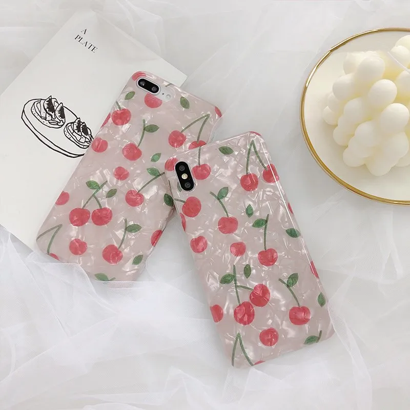 Kawaii японский чехол для телефона с фруктовыми вишнями iPhone 7 Puls 6 6S 8 X XS XR Xsmax чехлы