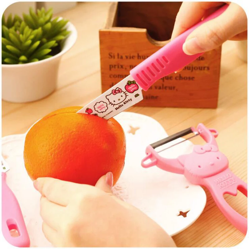 Кухонные гаджеты Инструменты розовый Кот Неко Hello kitty узор фрукты нож и Peelers милый