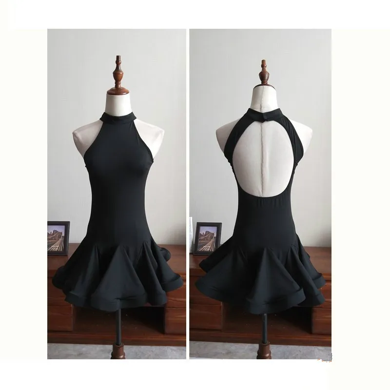 

Black Latin Dance Dress For Girls High-end Custom Ballroom Dancing Latin Dresses For Kid's Festival Stage Performance Costume