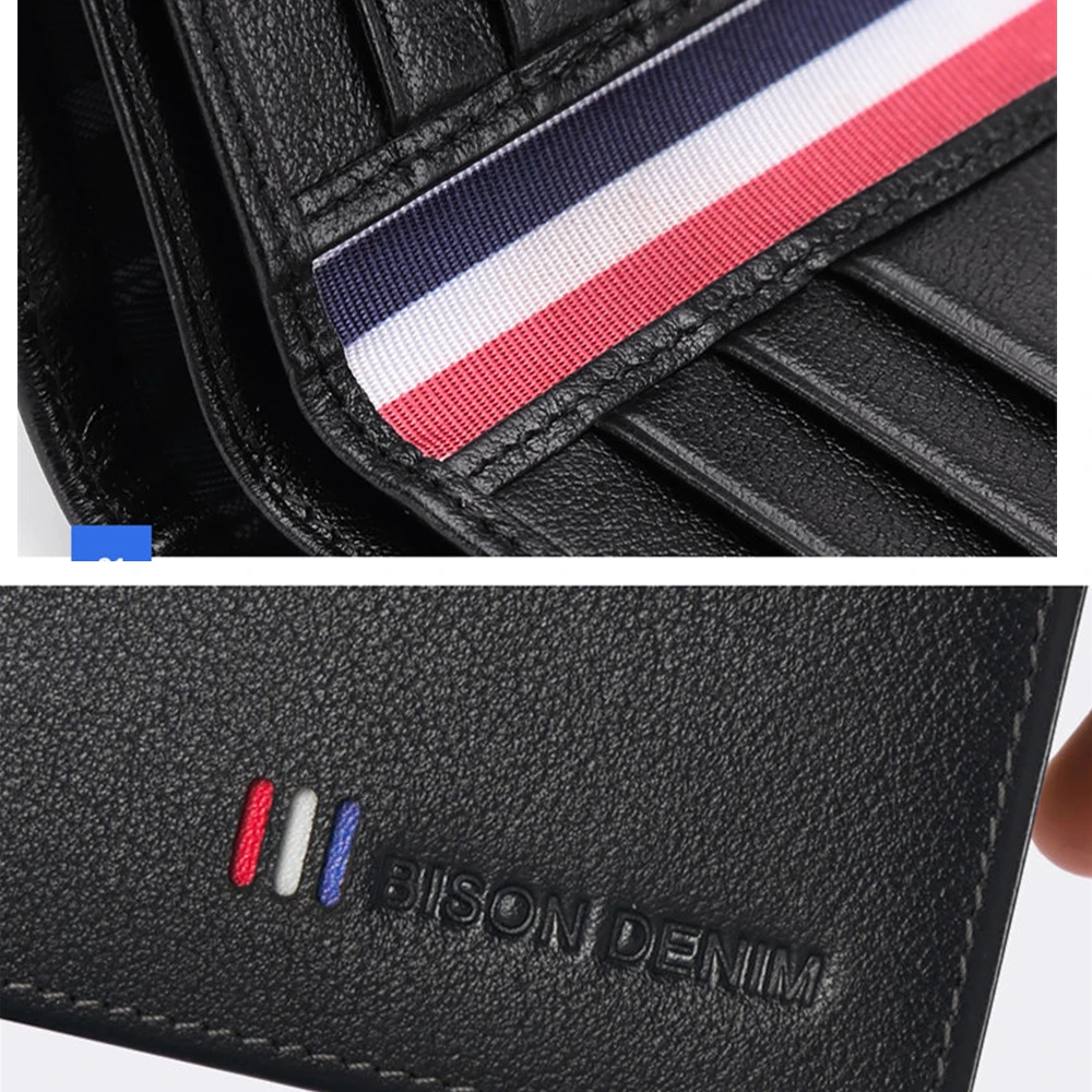 BISON DENIM новинка роскошный брендовый кожаный кошелек мужской модный двойной