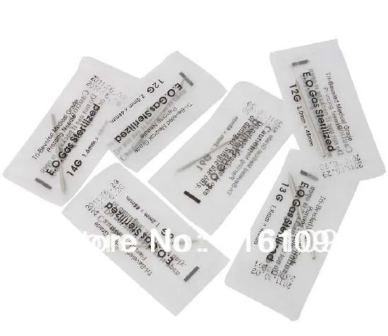 (Min. order $10) Free Shipping Sterilized Body Piercing Needle Single Packed Mixed Sizes 20G-12G(0.8mm-2.0mm) | Украшения и