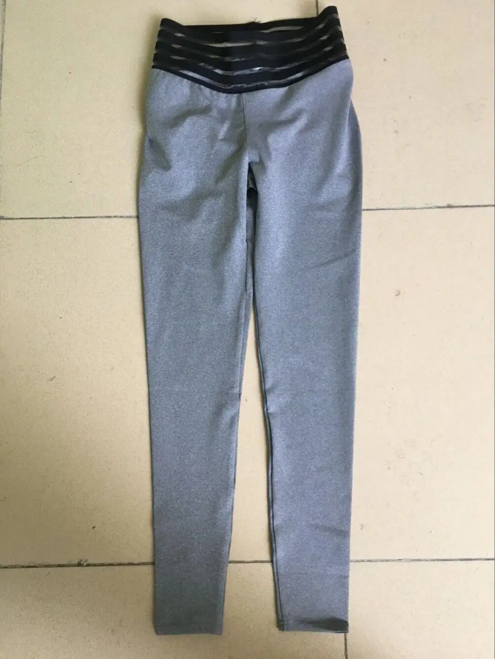 light grey Auyiufar брюки со складками, джеггинсы, спортивные женские штаны для фитнеса, Харадзюку, пуш-ап, высокая талия, Лоскутная Сетка, джеггинсы для женщин - Цвет: light grey