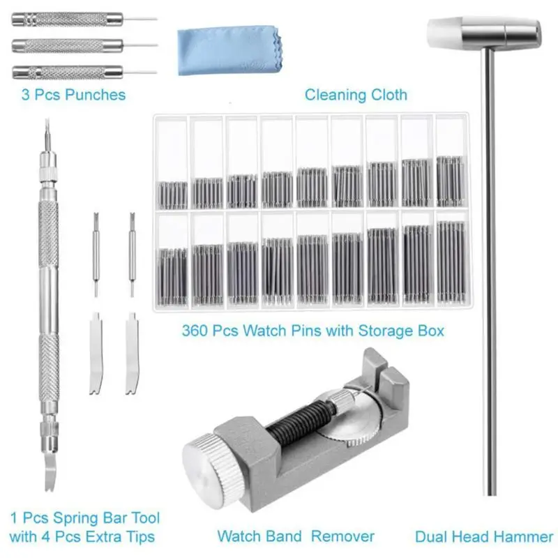 

1 Set Watch Wristband Remover Professional Repair Tools Wrist Band Adjustable Watchmaker High Quality Installation Hammer Pins