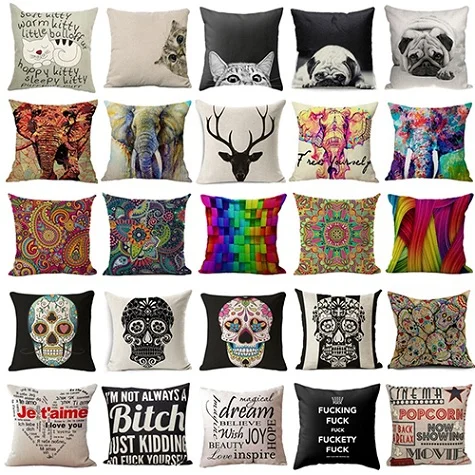 Мопс езды письмо хлопок белье Площадь Пледы Наволочки | Дом и сад