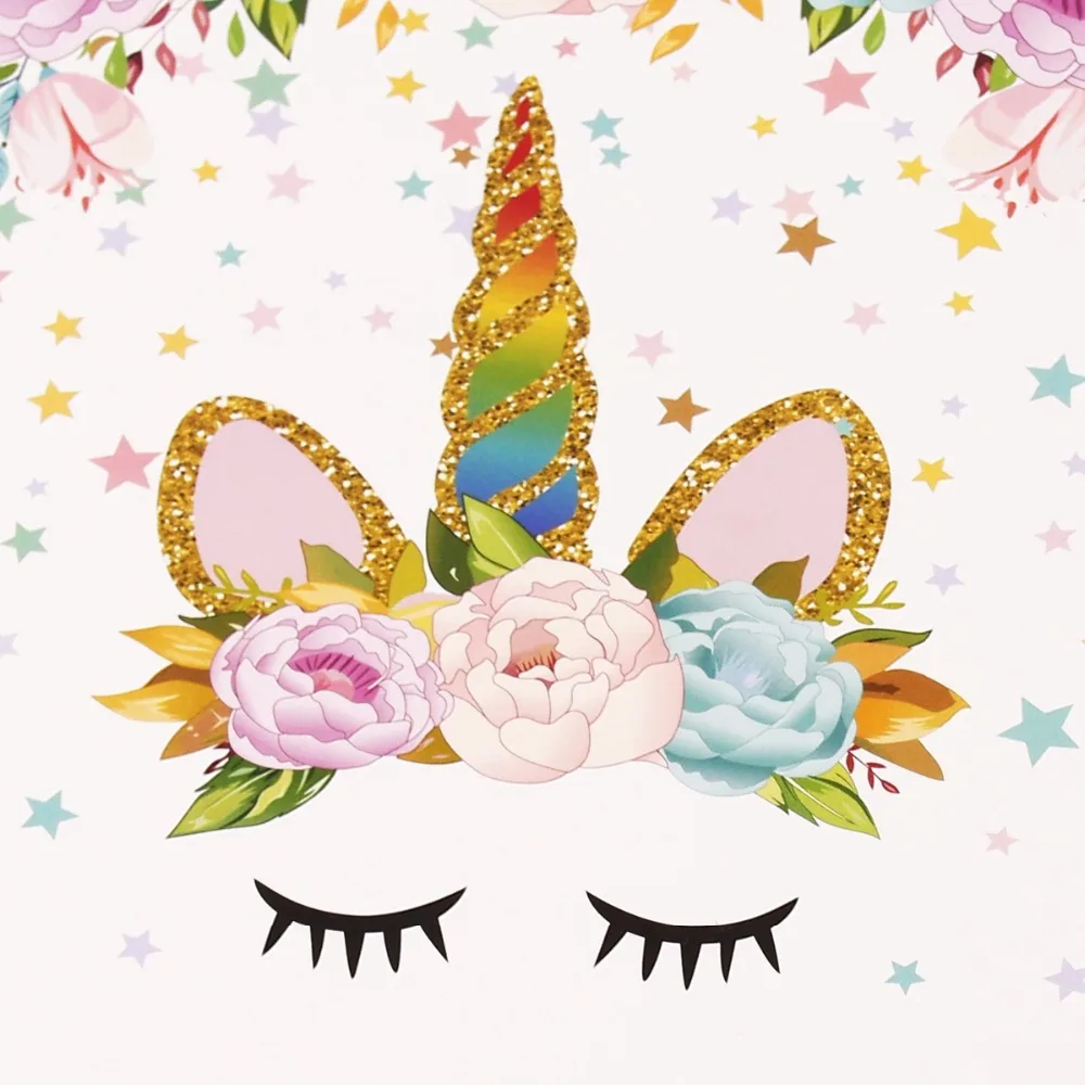 FENGRISE Блестящий единорог с днем рождения баннер &quotI Am One&quot Baby Shower Детские сувениры