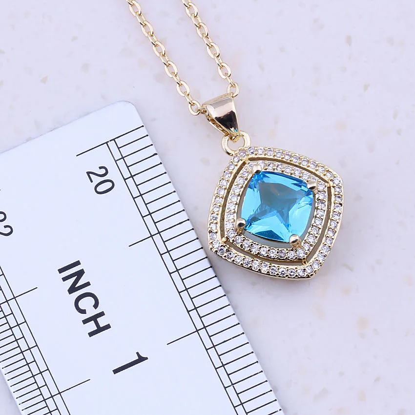 Великолепные наборы ювелирных изделий небесно синего цвета с имитацией тоапза и